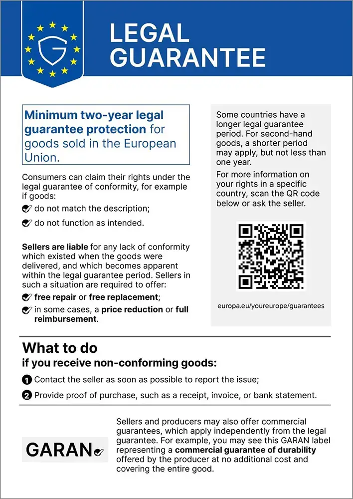EU Gewährleistungsrechte Label EN
